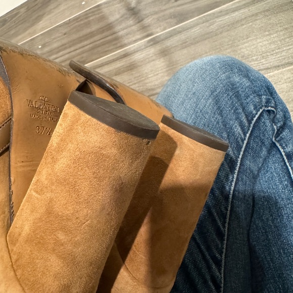 Valentino Rockstud Suede Block Heel Boots 37.5 - Picture 14 of 15